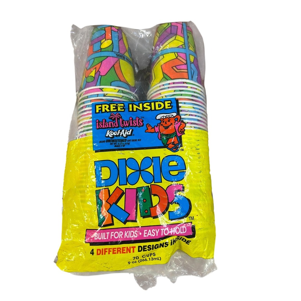 Vintage 1995 Dixie Kids Kool-Aid Cups - Island Twists - 70 Count 9oz Paper Cups